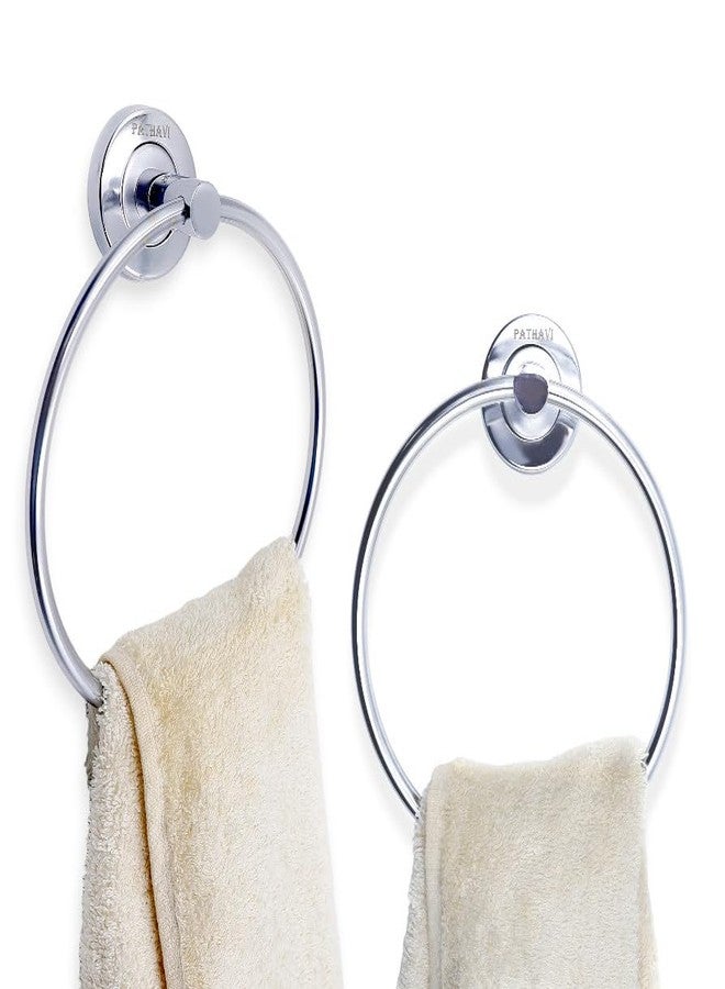 Pathavi Stainless Steel Towel Holder for Bathroom | Wash Basin | Towel Hanger | Napkin Holder for Wash Basin | Towel Ring| Bathroom Accessories (Round, Chrome Finish, Pack of 2) - Image 2